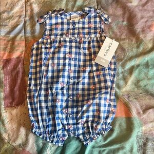 Carter's Blue and White Checkered Baby Romper